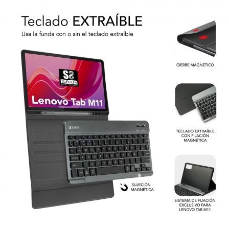 SUBBLIM Funda con Teclado KeyTab Pro Bluetooth 5.2 para Lenovo Tab M11, Negro SUBBLIM Funda con Teclado KeyTab Pro Bluetooth 5.2 para Lenovo Tab M11, Negro